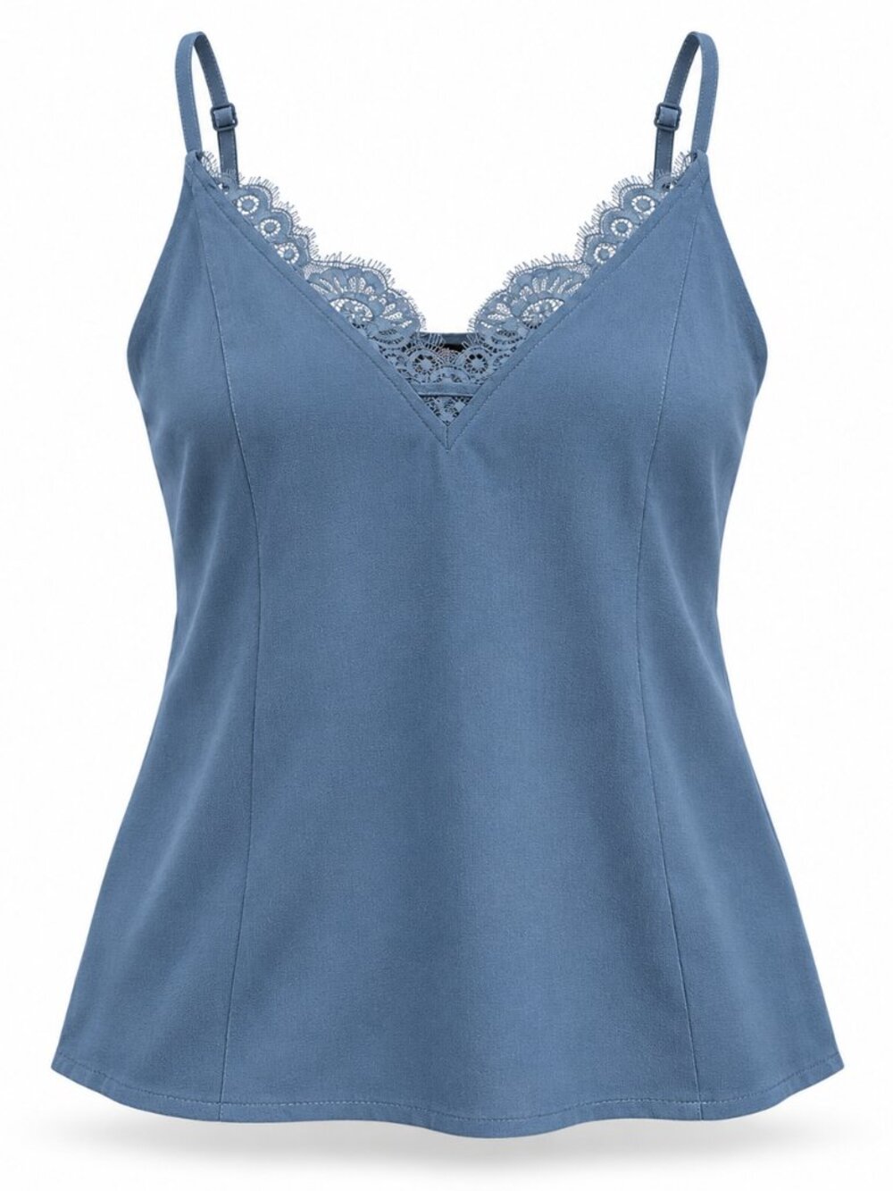 Amaryllis Blue Lace Trim Camisole Top Size Large